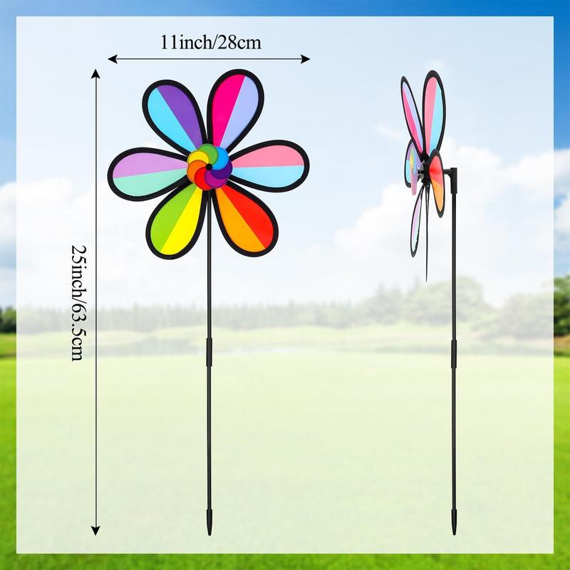 Garden Windmill Set Of 4 Petal Shape Colorful Yard Pinwheels Weather-Resistant Outdoor Decorations For Patio Lawn Terrace Porch