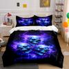 Glowing Blue Skull Trio Art Bedding Duvet Cover Set (1*Duvet Cover 2*Pillowcases, Without Duvet Insert)