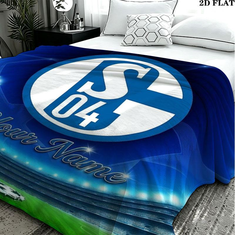 1PC FC Schalke 04 Custom Name Patterned Flannel Blanket Suitable For All Seasons for Home Decor Warmth and Comfort Gifts Holiday Present