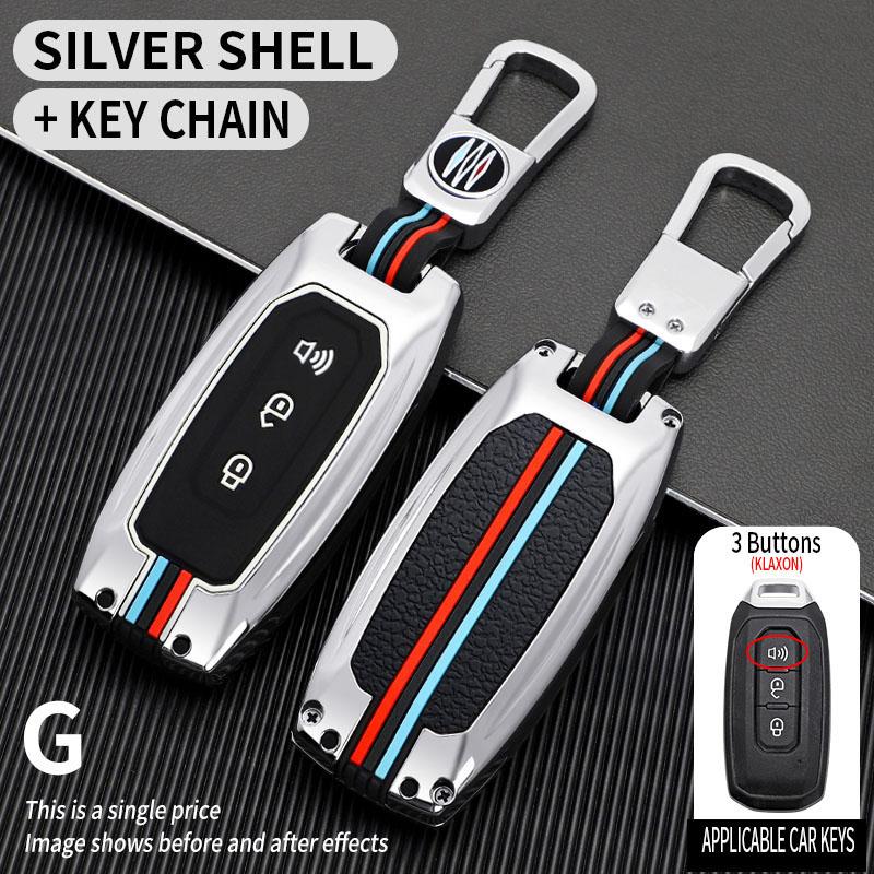 3 Buttons Zinc alloy + Silicone Car Key Case Cover Ford Territory 2019 2020 2022 2023 2024 Car Protection Keychain accessory