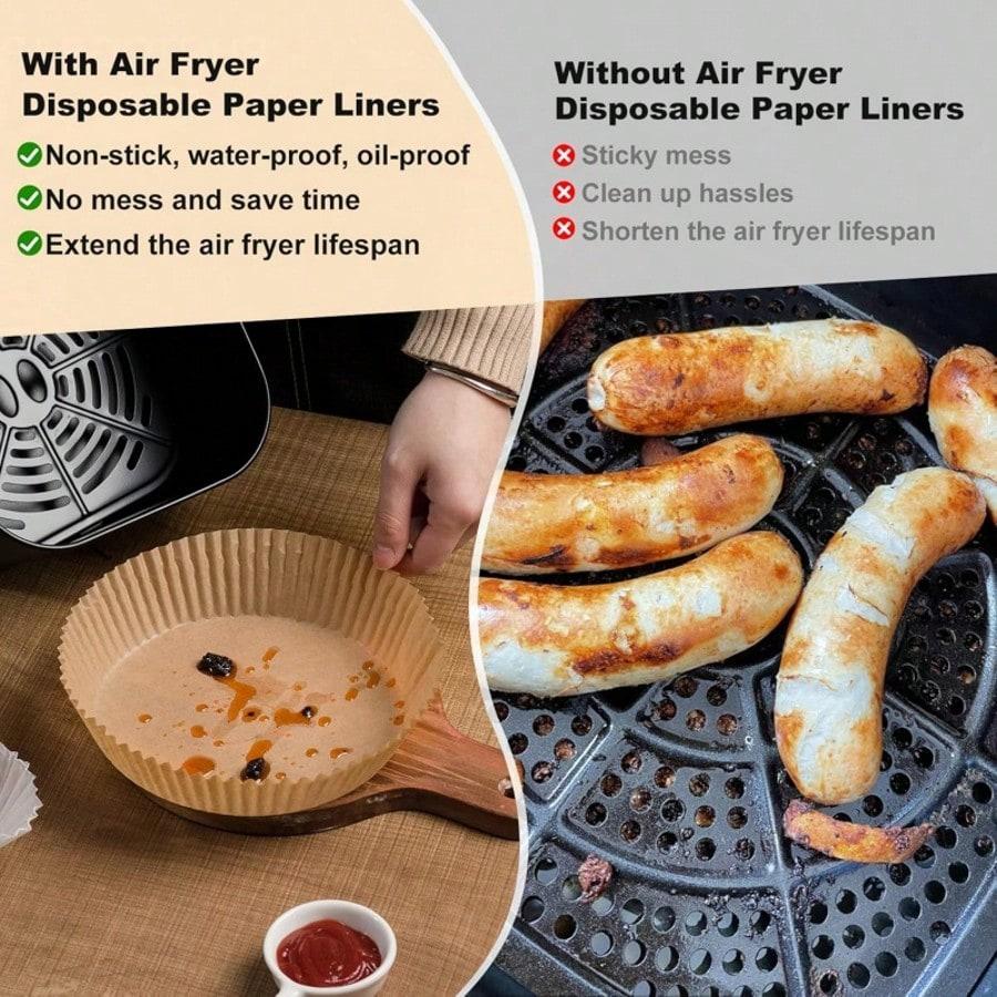 50 Pcs Anti-Stick Air Fryer Mats, Oil-Free & Dirt-Free Cooking Paper Liners for Air Fryer, Baking Trays,Pots,Kitchen Accessories