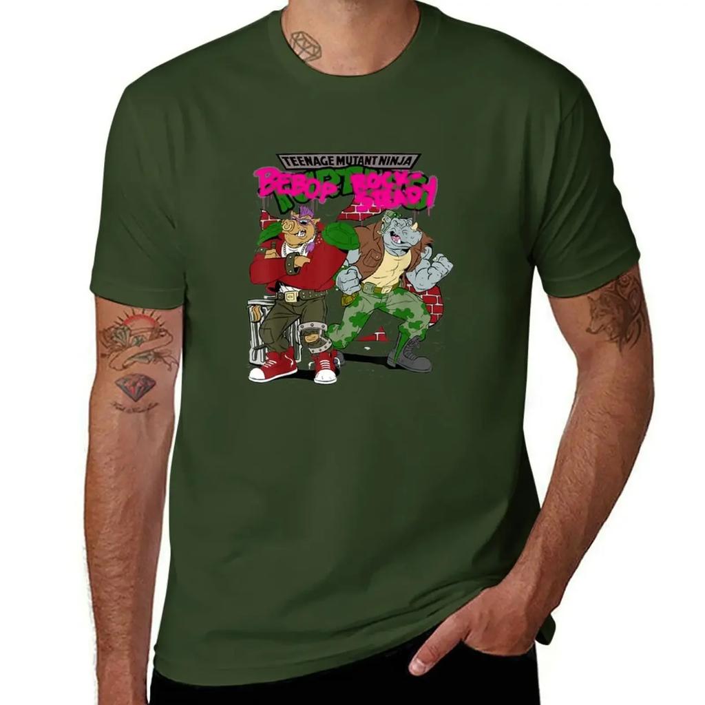 Bebop und Rocksteady Graffiti T-Shirt oversized süße Oberteile schlichte weiße T-Shirts Herren 2025 neues Modell
