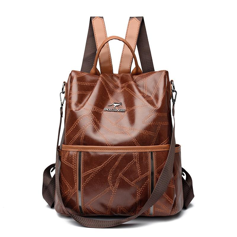 

Женский рюкзак премиум-класса, рюкзак большой вместимости, рюкзак из мягкой кожи, школьный рюкзак для студентов, дорожная сумка оранжевый