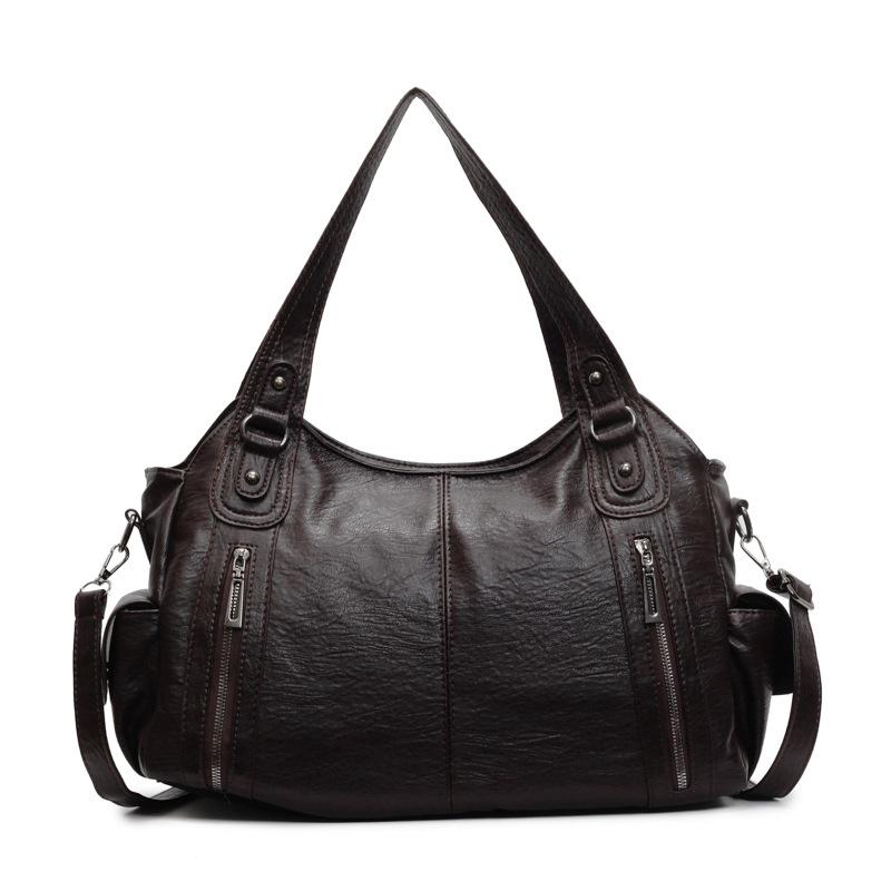 

Новая женская сумка модная, стильная и простая, сумка-тоут в ретро-стиле, персонализированная сумка через плечо кроссбоди большой вместимости. темно-коричневого