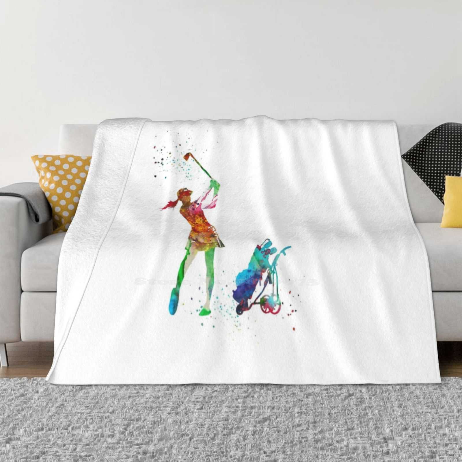 Girl Golfer , Watercolor Girl Golfer Fashion Soft Warm Flannel Blanket Girl Golfer Watercolor Man Golfer Golf Watercolor Golfer 30x40in