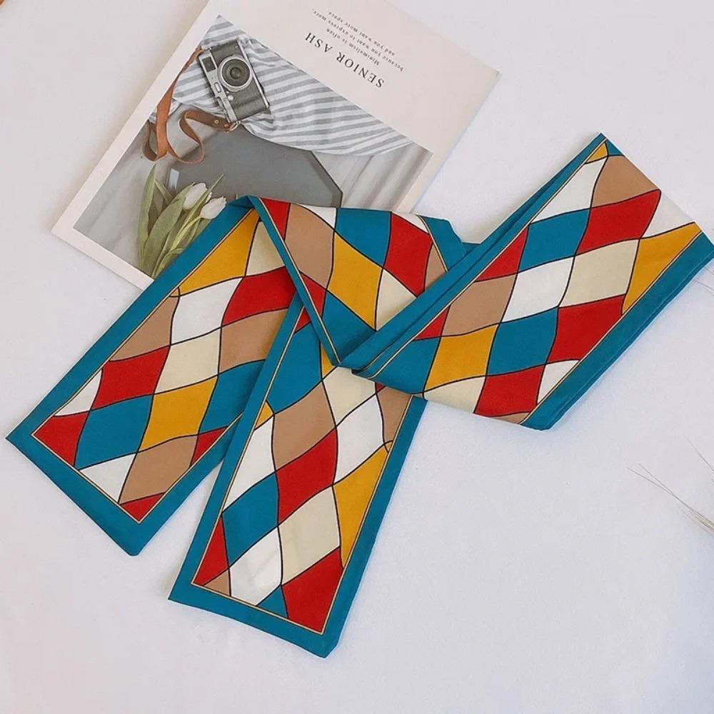 Fashion Printing Letter Hair Ribbons French Elegant Long Headband Bag Strap Accessories Girls Bow Knot Long Hair Scarf HairBand