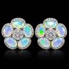 GP,Elegant Natural Opal Earrings 925 Sterling Silver Play of Color Gemstone Fine Jewelry Birthday Anniversary Gift for Women