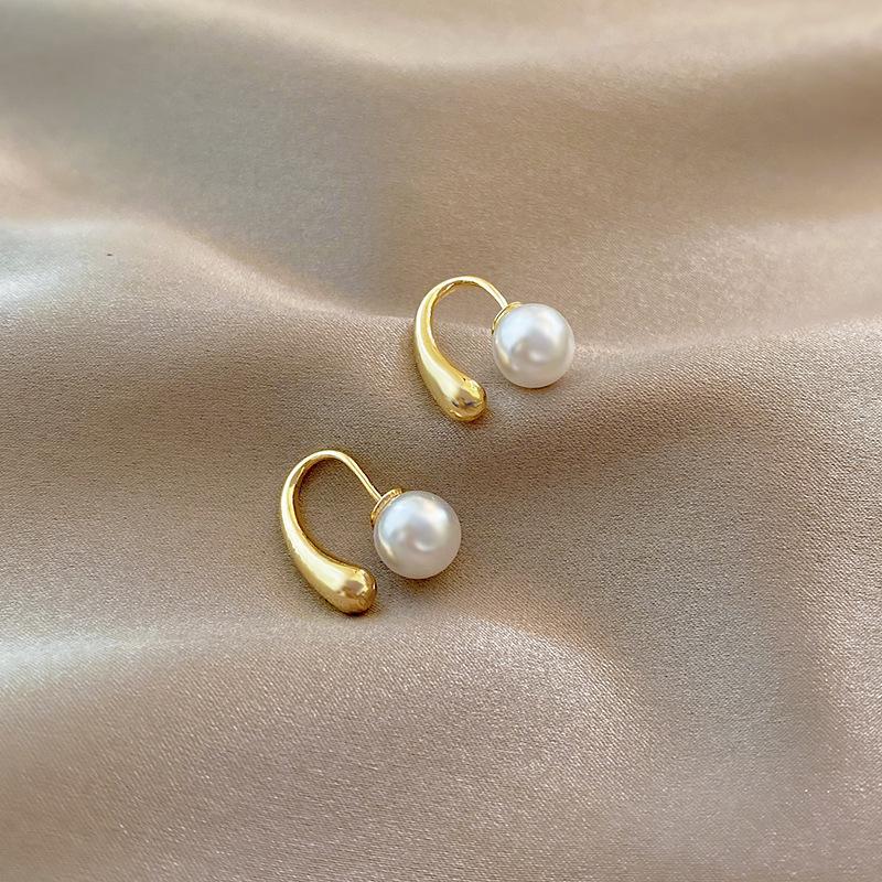 Korean Style Water Drop Pearl Earrings - Elegant, Simple, Creative Stud & Hook Design