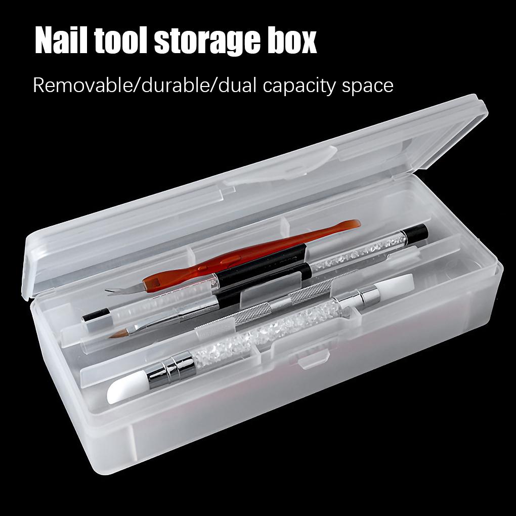 Double-layer Art Tool Empty Storage Box Rectangle Tweezers Clippers Pens Polishing Buffer Files Plastic Container