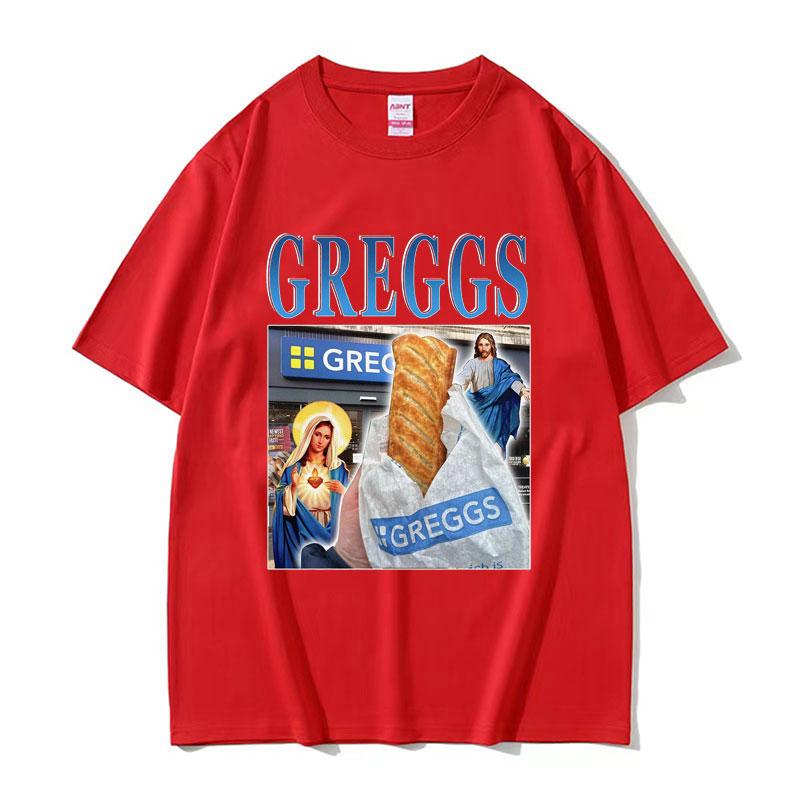 Greggs Homage Bakery Chain Funny Meme Graphic T Shirt Men Women Vintage Clothing Tees Casual Cotton Oversized Tshirt Streetwear