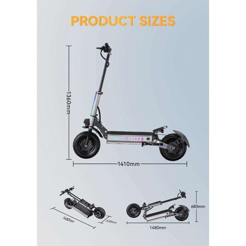 T90 E Scooters 4200W Motor 60 V31.2AH Battery Hydraulic Braking Shock Absorption Fold Electric Scooters 13-Inch Off-Road Tires