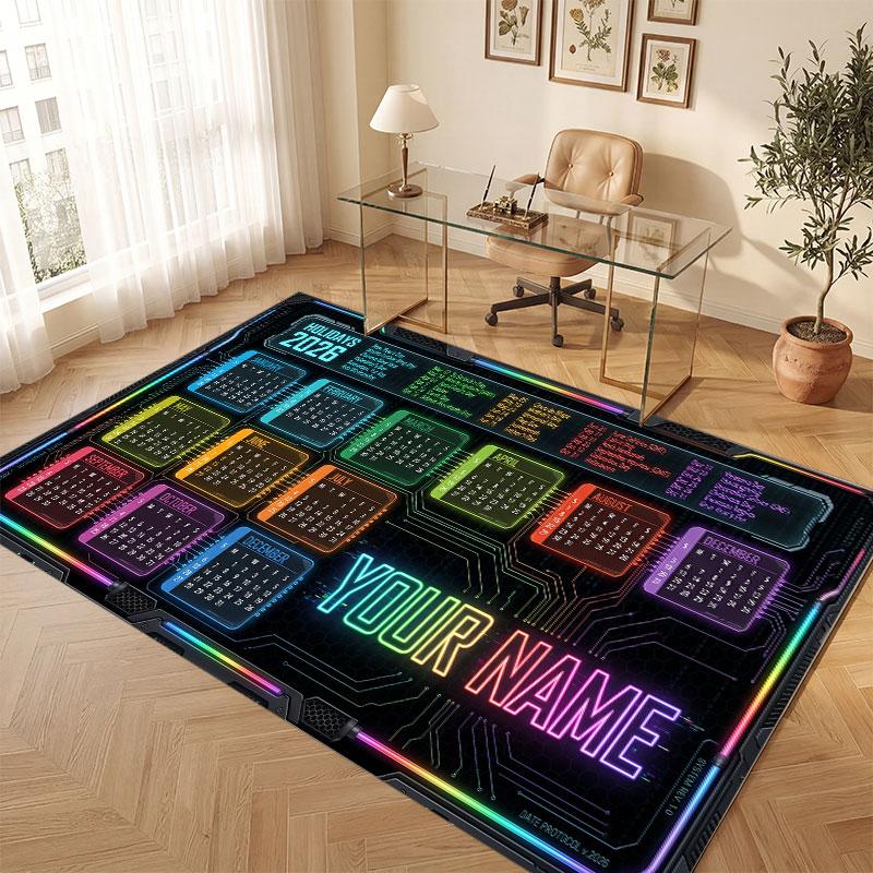 Abstract Personalized Theme Crystal Velvet Floor Rug Personalized Custom Name Text Warm Carpet Home Decoration