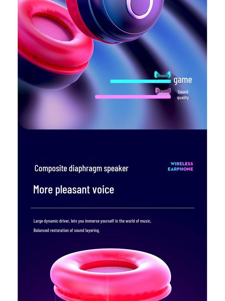 KE-12 Bluetooth Headband Headphones with LED Lighting, HIFI Super Bass, and Long Battery Life