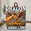 Cannelloni Drago Drago Meme Brainrot Italiano Coperta Peluche Bambine Bambini Coperta Plaid in Flanella Per Sedia Design Morbido Copriletto