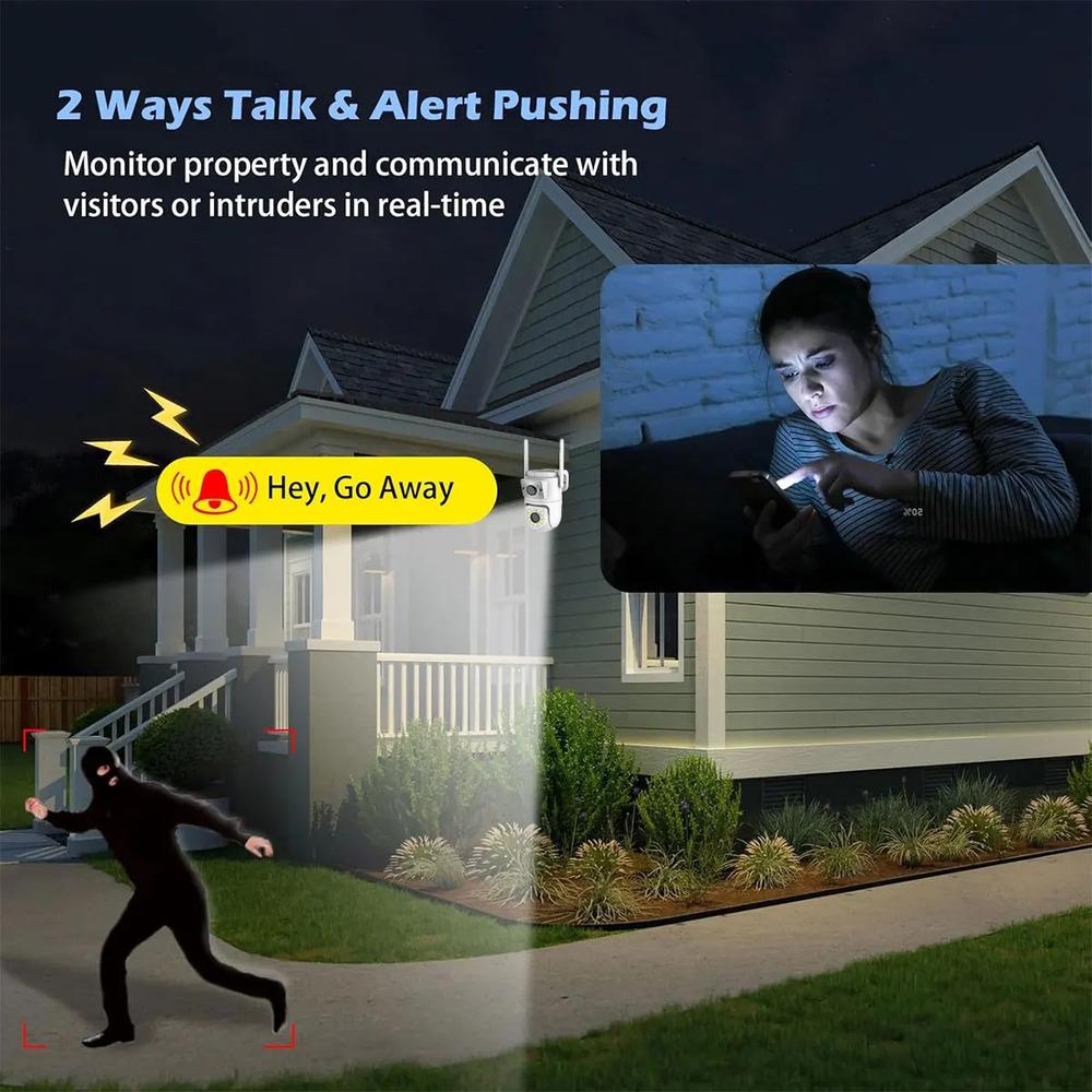 4K 8MP Dual-lens PTZ Wifi Tuya Smart Outdoor Home Security Dual Screen Camera HD Night Vision CCTV Video Surveillance