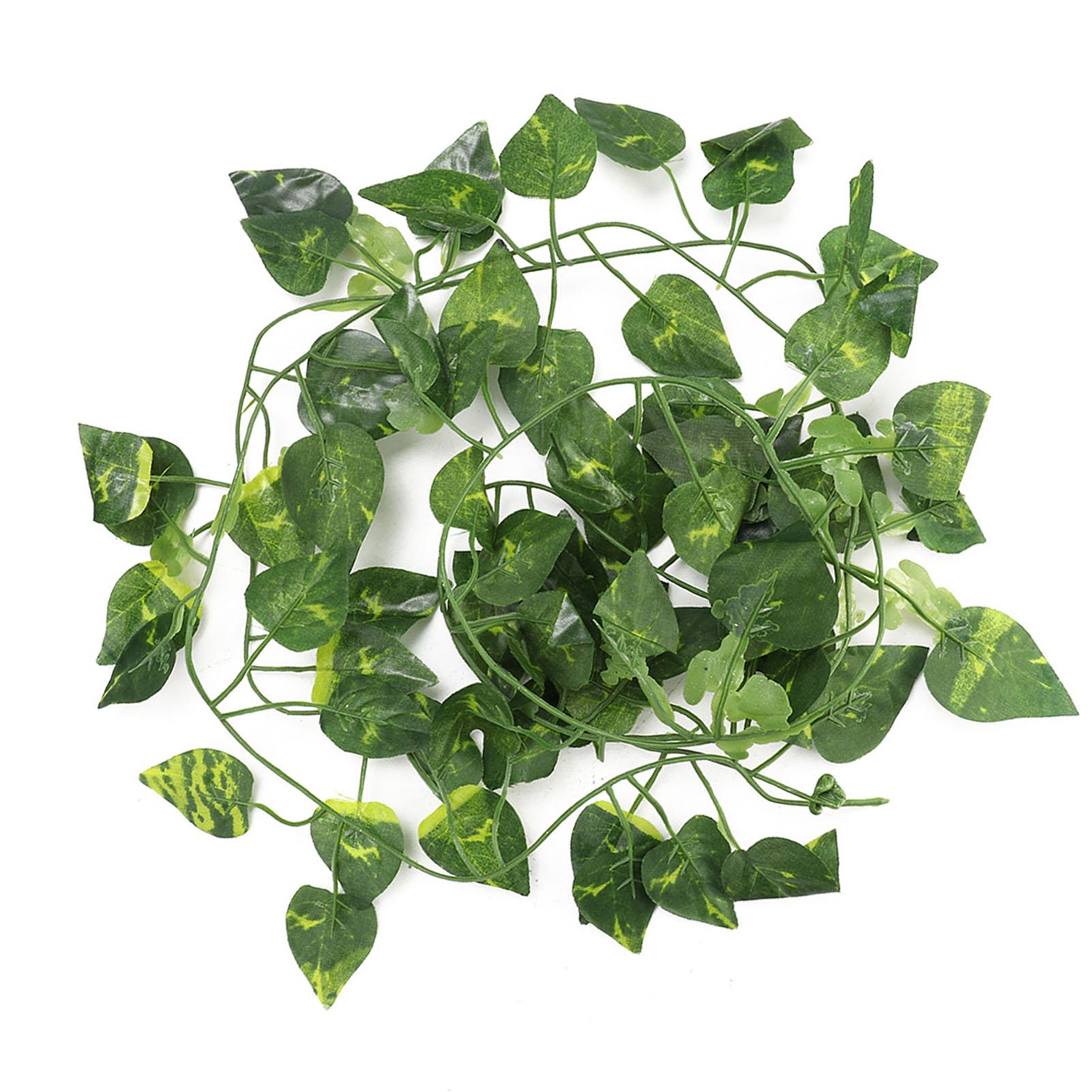 

Artificial Fake Leaves Hanging Vines 6.89ft Long Vine Reptile Habitat Decor (Scindapsus Leaves)