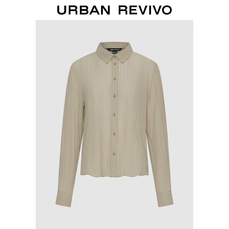 UR Women s Pleated Texture Button-Front Shirt M