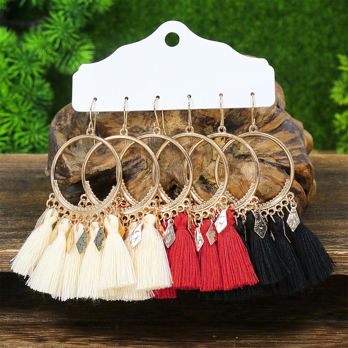 

Новый Богемный Праздничный Стиль Красочные Серьги-Подвески Женский Комбинированный Набор Кисточки Позолоченная Геометрия Круглые Подарок Свадьба