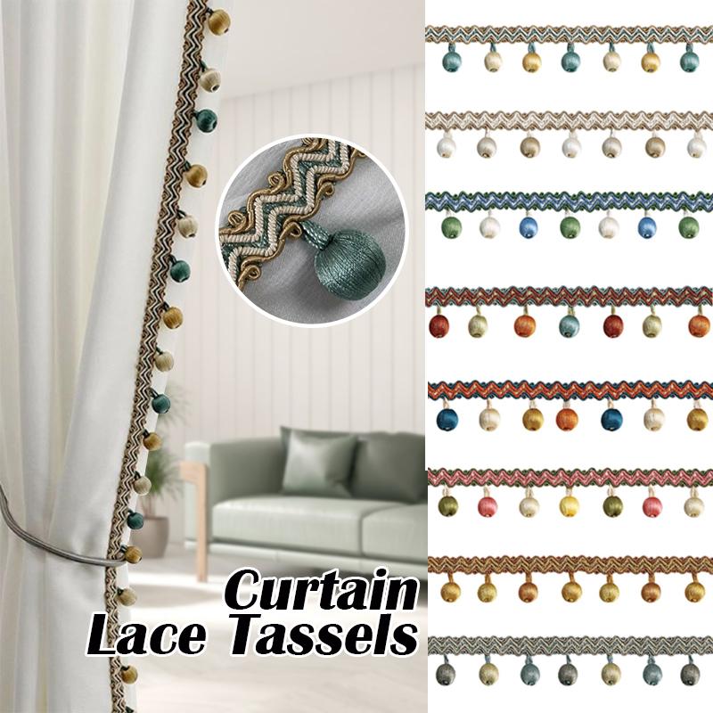 1 Meter Curtain Lace Tassel Pom Pom Ball Fringe Upholstery Ribbon Trim For Diy Sewing Sofa Tablecloth Curtain Decor Accessories