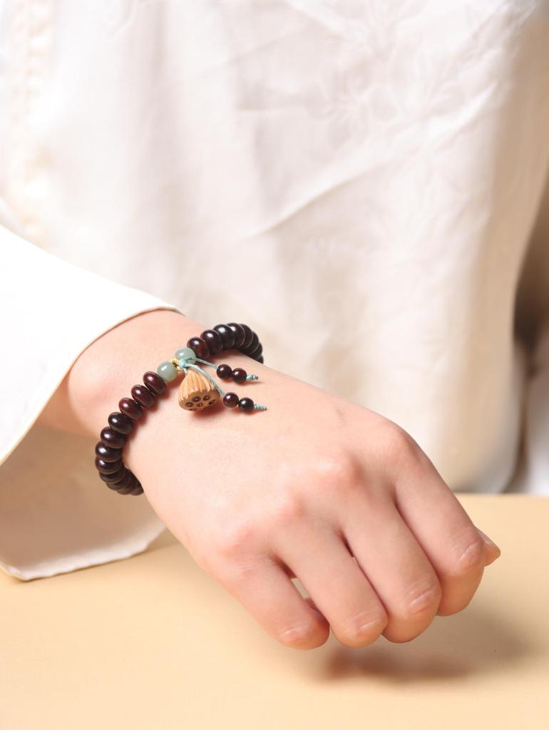 India Sandalwood Abacus Bead Bracelet 5x9 DIY Literary Style for Men and Women - Buddhist-Inspired Jewelry