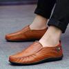 Men Casual Shoes Fashion Genuine Leather Mens Loafers Comfortable Moccasins Breathable Slip on Black Driving Shoes