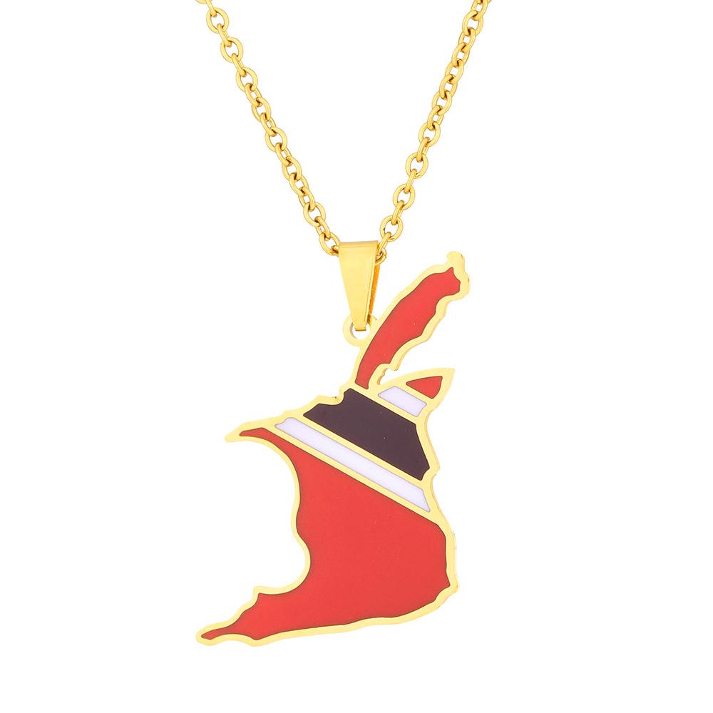 Trinidad & Tobago Stainless Steel Drip Oil Pendant Necklace for Men & Women