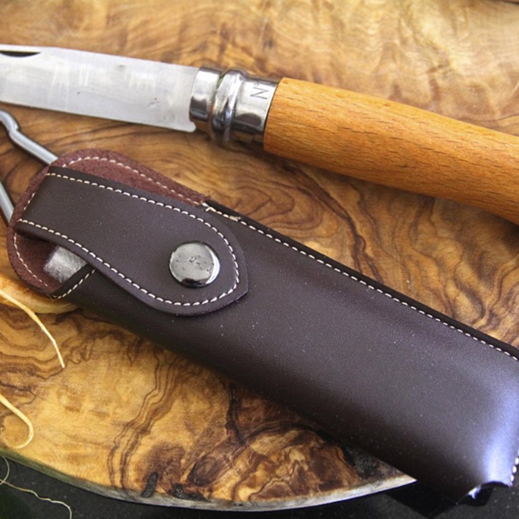 Portable Fold Knife Scabbard Tool Flashlight Belt Loop Case Holder Leather Knife Sheath Protective Cover Pocket Hunt