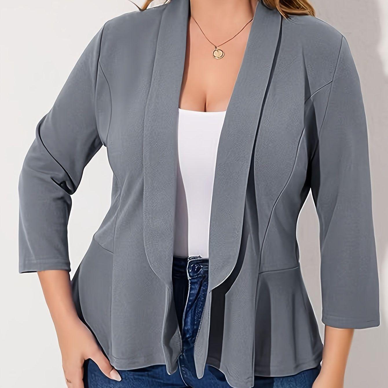 

Women s Plus Size Ruffled Knit Blazer 4XL сірий колір