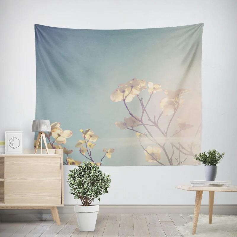 Object Wall Hanging Aesthetic Bedroom Wall Art Large Fabric Tapestry Bohemian Retro Floral Leaves Modern Room Decoration