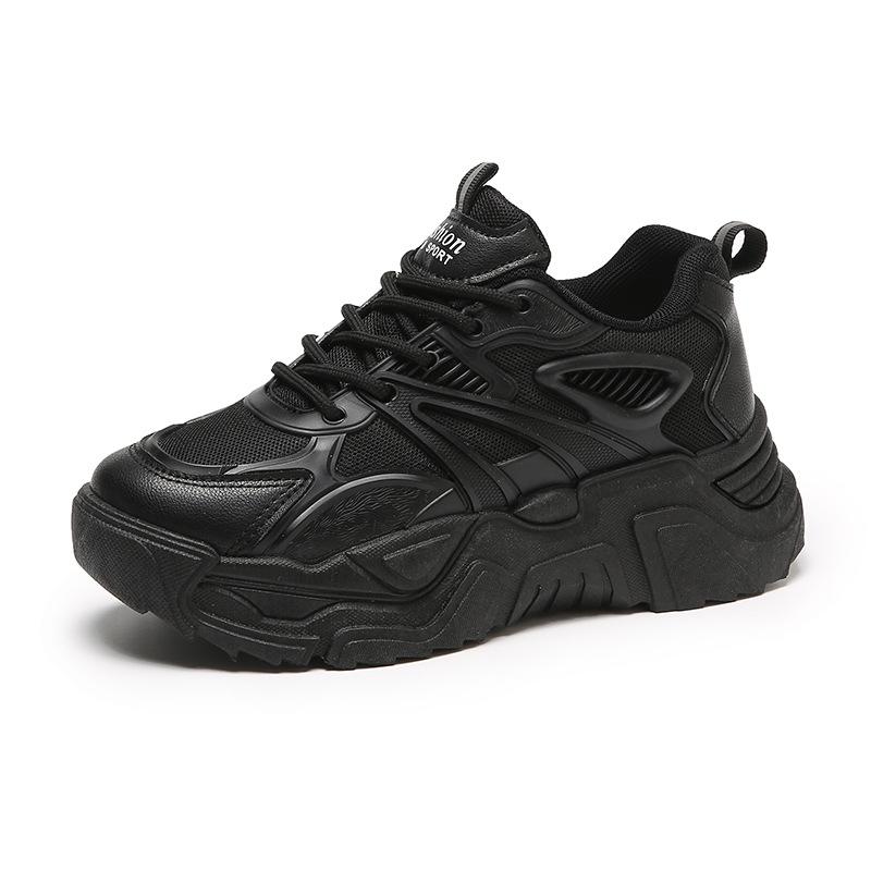 Легкая дышащая женская обувь женская обувь на толстой подошве со шнуровкой кроссовки кроссовки для бега 35 чёрный 2090₽