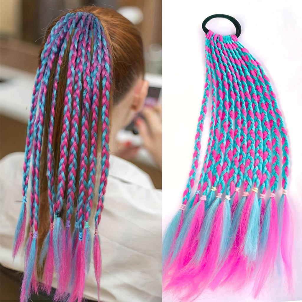 Children's Rainbow Dreadlock Ponytail Braids Hair Tie