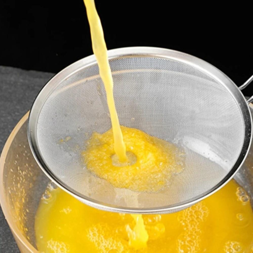 Fine Mesh Stainless Steel Strainer Wooden Handle Flour Filter Durable Oil Strainer