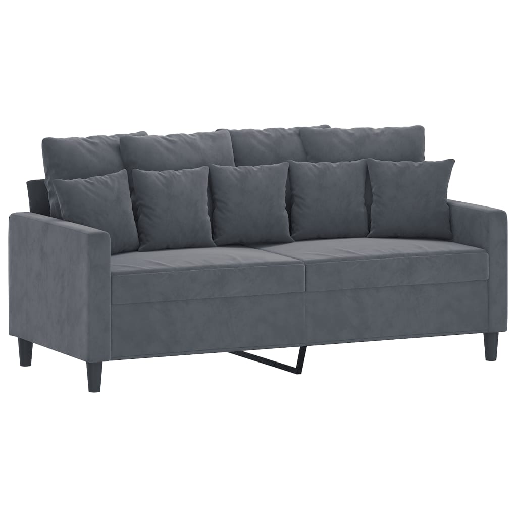 2 Piece Sofa Set with Cushions Dark Gray Velvet