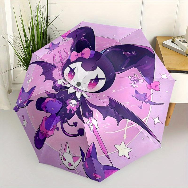 

1pc Creative Kuromi Automatic 3-Fold Cartoon Umbrella Design, Cute Cartoon Pattern, Portable Outdoor Umbrella, Perfect, Holiday Gift for Disney fans.V