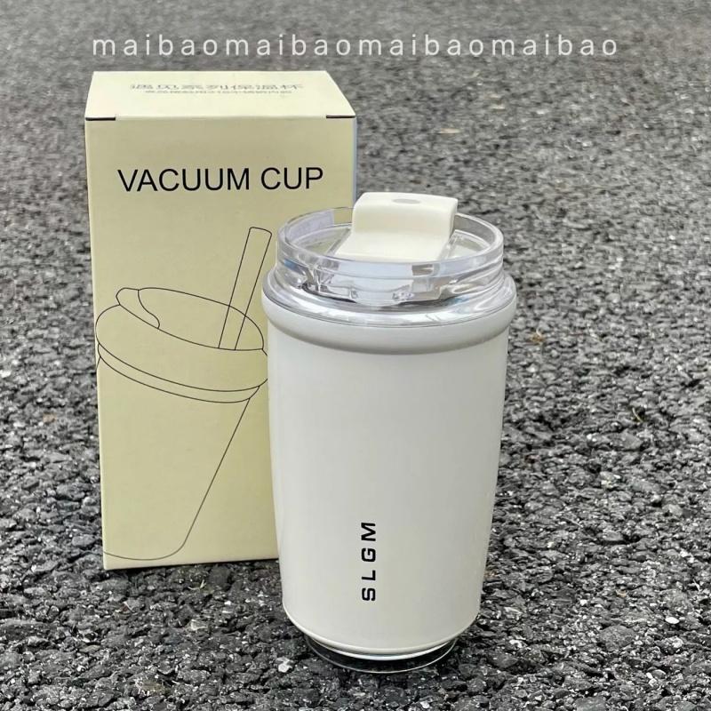 Simple White Stainless Steel Insulated Water Cup Portable Coffee Cup for White-collar Workers To Work Sealed and Leak-proof