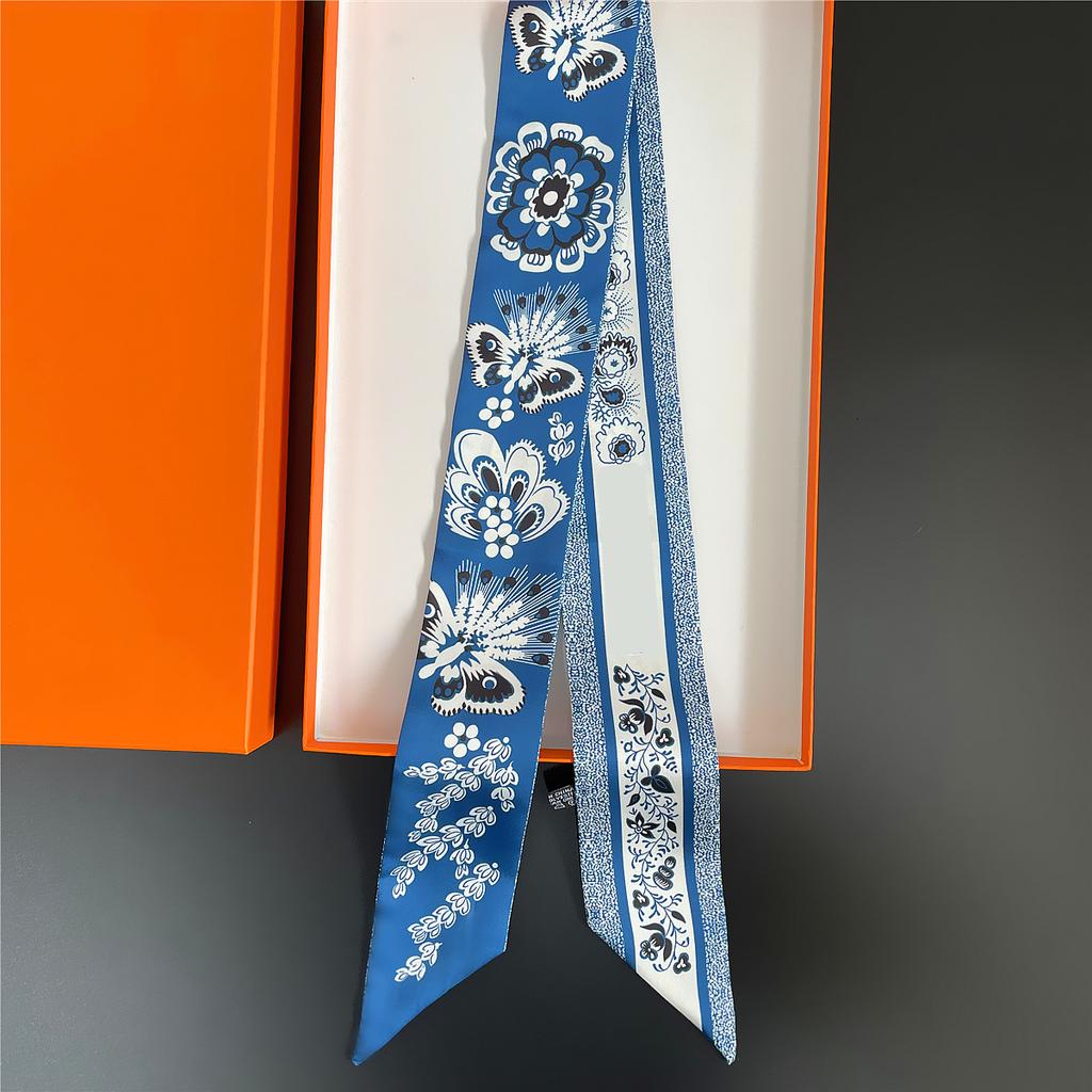 2024 New Design Small Floral Tarot Scarf Women Skinny Bag Silk Scarves Luxury Brand Scarf Foulard Hair Neckerchief Headband