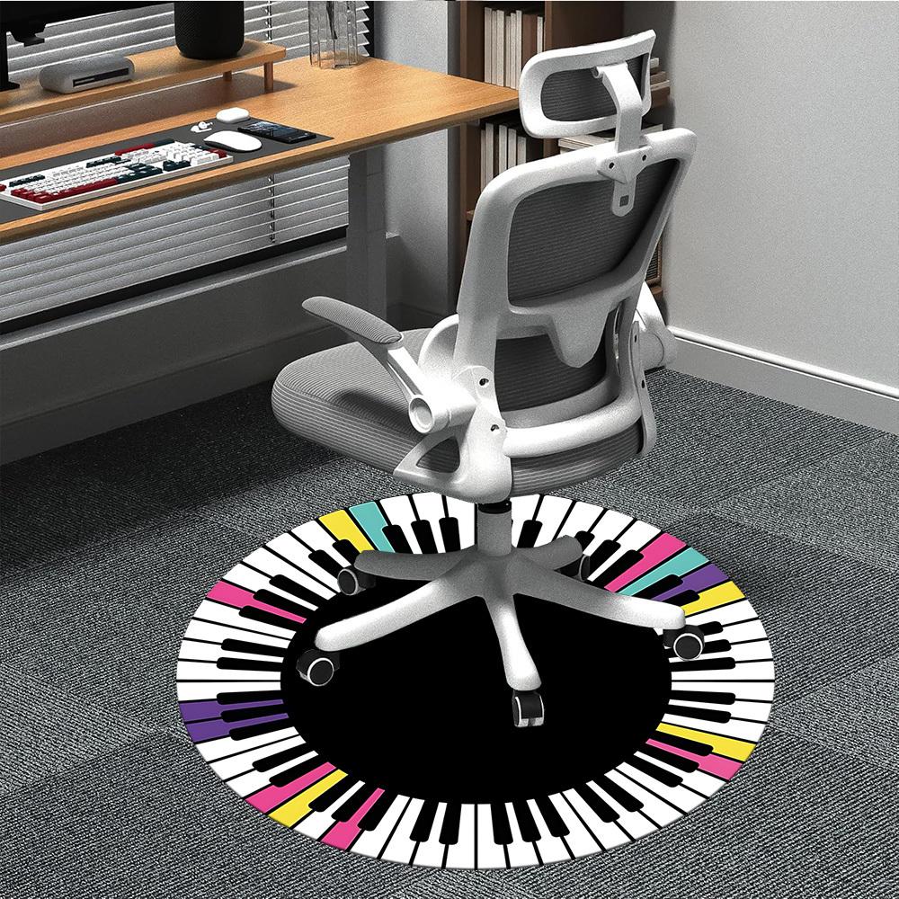 1PC Piano Keys Circle Chair Carpet for Office, Indoor Non-Slip Washable  Carpet, Soft Comfortable Mat For Office Room yy250930134