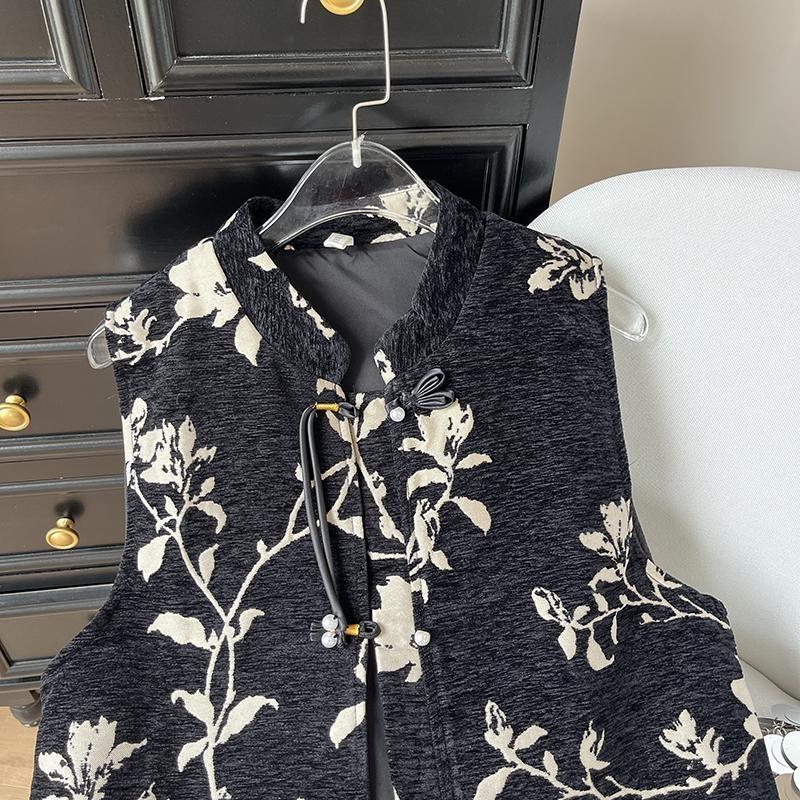 New temperament high-end vest women's small stand-up collar buckle sleeveless top