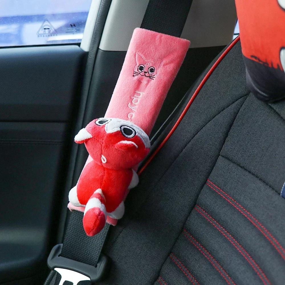 Universal Auto Seat Belt Seatbelt Covers Cartoon Car Seat Belt Covers Shoulder Pad Warm Flannel Interior Seat Cushion Protector