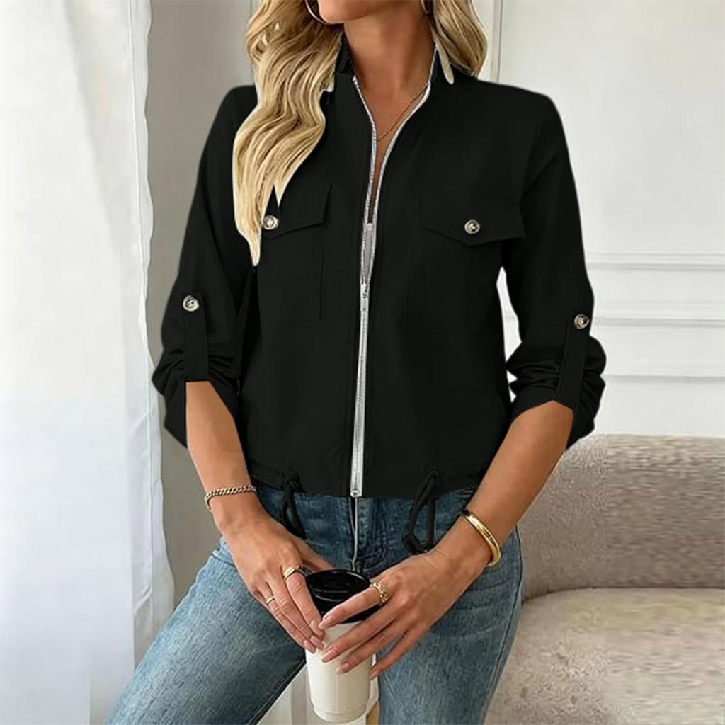 Women's Old Color Long Sleeve Waist-Cinching Lapel Collar Coat