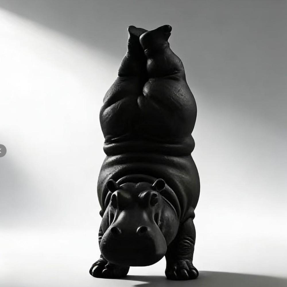 3Pcs Calm Animal Yoga Hippo Statue Art Crafts Hippo Figurines Hippo Sculpture  Yoga Studio