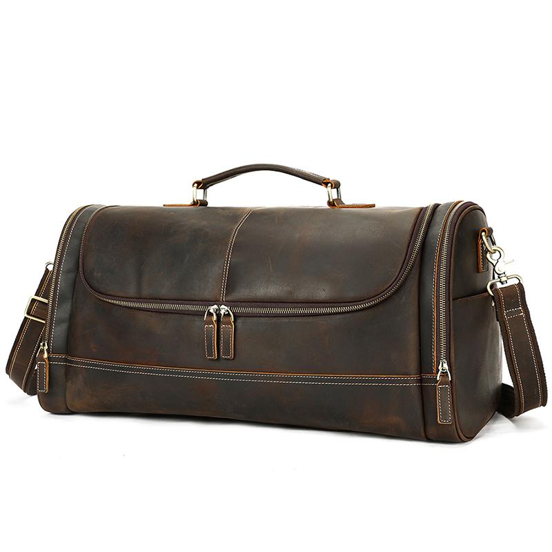 

Мужская дорожная сумка Ретро сумка из натуральной кожи Деловая кожа Crazy Horse Мужская дорожная сумка Сумка-даффл для путешествий на короткие расстояния Спортивная сумка для фитнеса