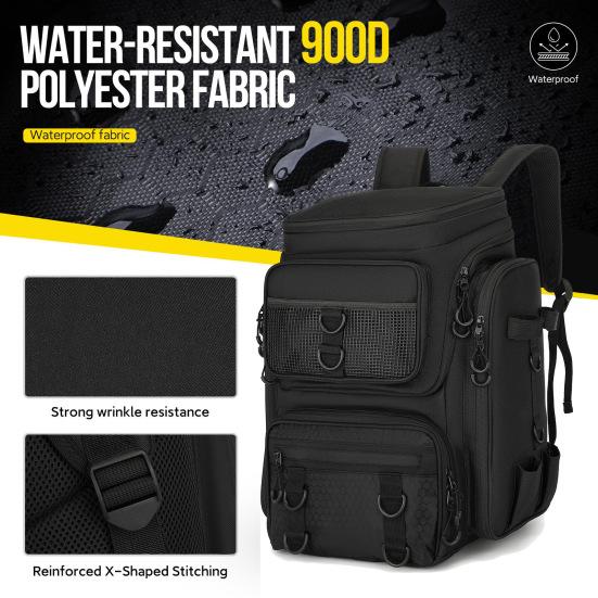 Fish Tackle Lure Organizer Storage Backpack Multi-layer Large-Capacity Design Waterproof Fishing Bag with Rod Holders