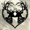 Decorative Hanging Ornaments for Home Metal Deer Heart Wall Decoration, Silhouette Couple Ornaments, Animal Art Patio Decor Backyard Sculpture Living
