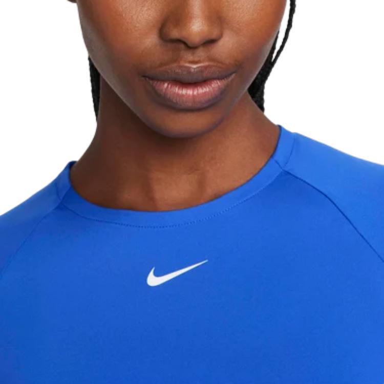 Nike Pro 365 Letter Print Short Sleeve Round Neck Fitness Top Women Tops Blue FV5484-405