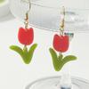 Pink tulip earrings, earrings, sweet and cute, exquisite and small acrylic wind earrings.
