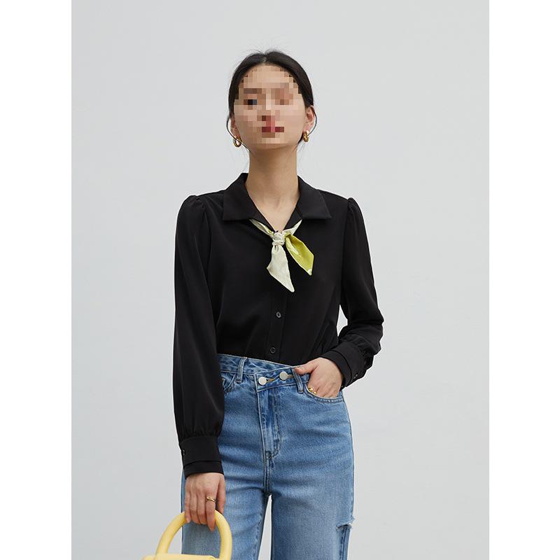 Petite High-Grade Satin Chiffon Short-Sleeve White Shirt for Women - Early Autumn Commuting Interview Top