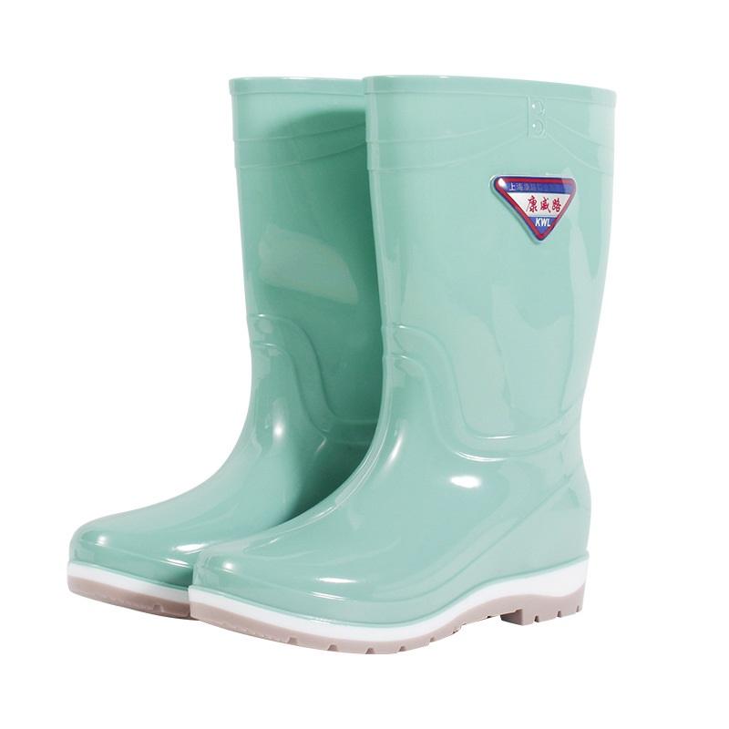 Women's Mid Tube PVC Rain Boots Are Waterproof And Anti Slip Work Rain Boots