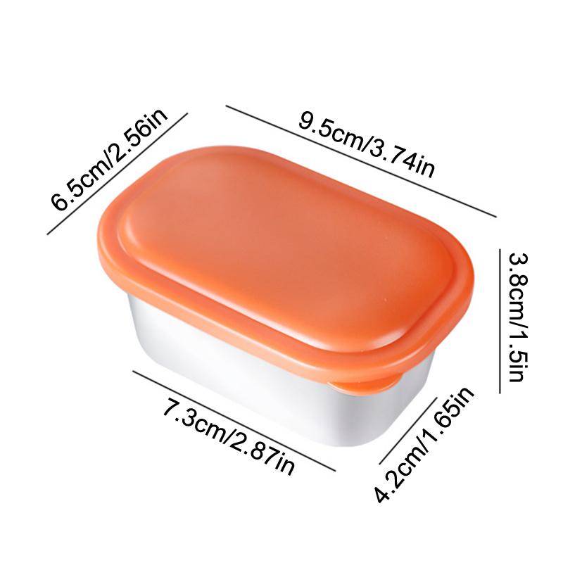 304 Stainless Steel Sauce Cup With Sealed Lid Seasoning Box Leak-Proof Silicone Cover Condiment Container Portable Storage Box
