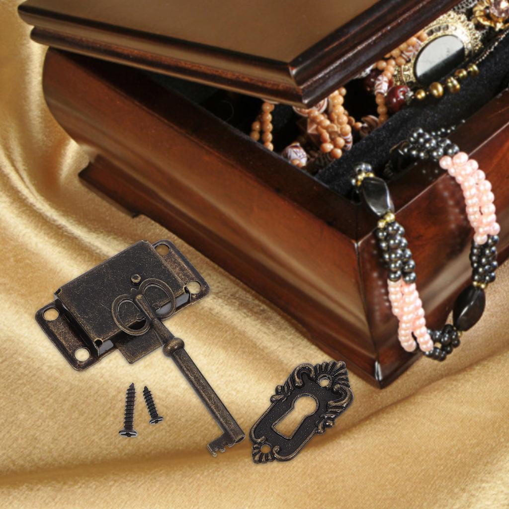 1Set Vintage Lock Set with Keys Heavy Duty Cabinet Lock for Drawer Furniture Retro Style Decorative Cabinet Locks